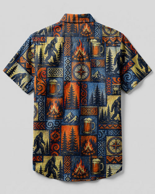 BIGFOOT WILDERNESS COMPASS VINTAGE  PATCHWORK BUTTON-DOWN COLLAR SHIRT  - TLNT1507262