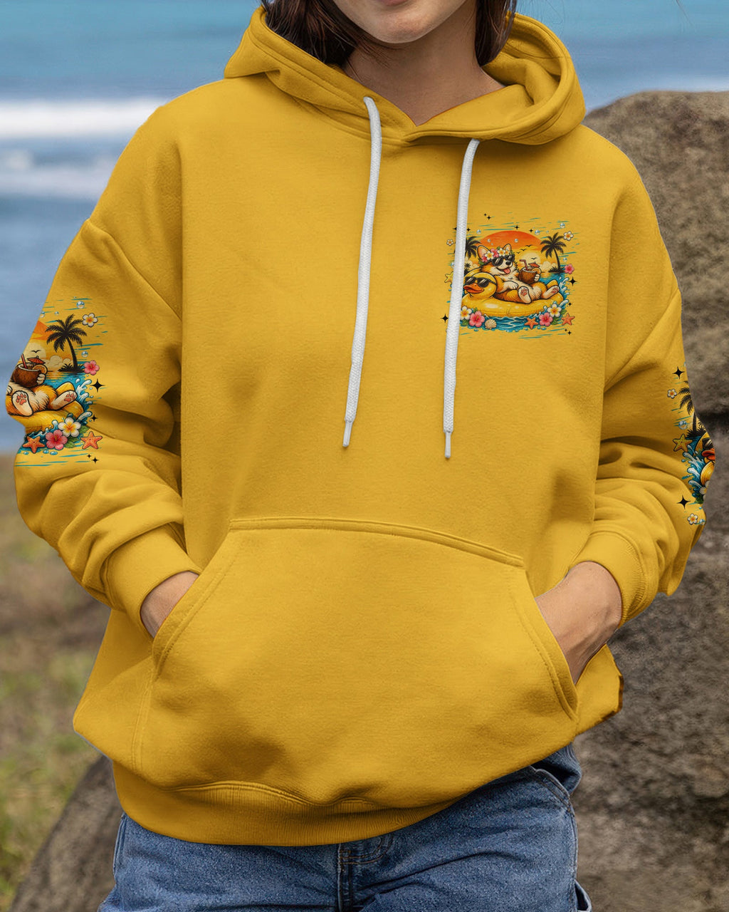 NOT A CARE IN THE WORLD CORGI DOG  ALL OVER PRINT  - TLHN0405263